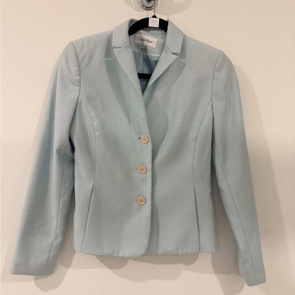 Calvin Klein Light Blue Tailored Blazer – Size 4P Petite (Cd49)